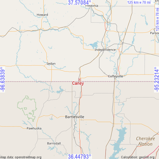 Caney on map