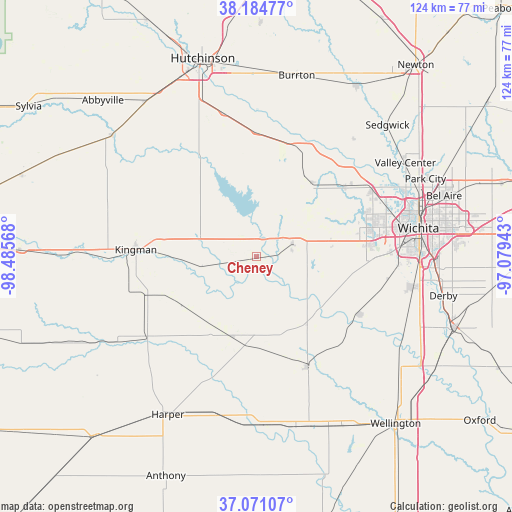 Cheney on map