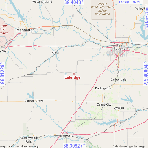 Eskridge on map