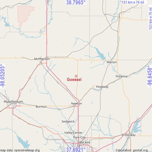 Goessel on map