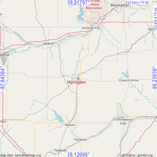 Herington on map