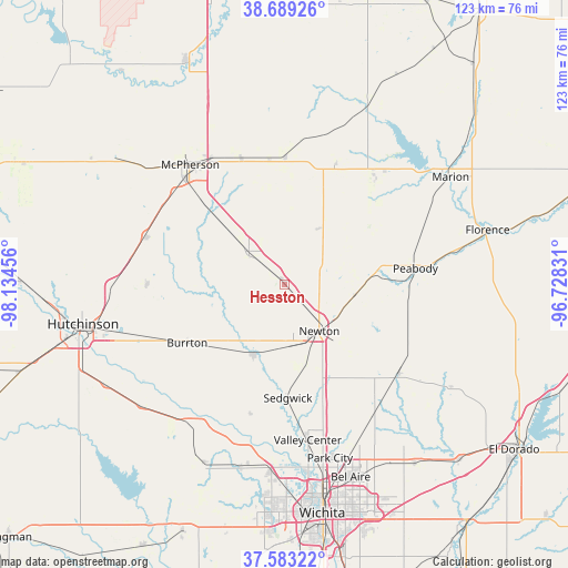 Hesston on map