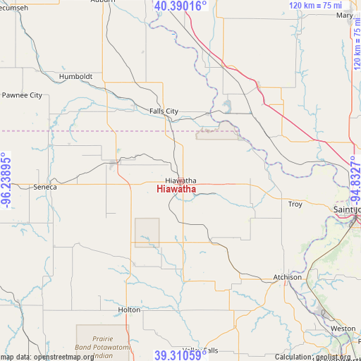 Hiawatha on map