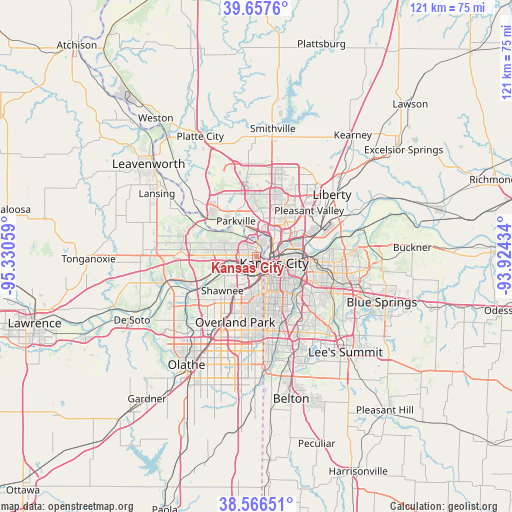 Kansas City on map