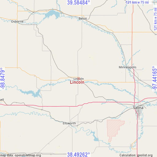 Lincoln on map