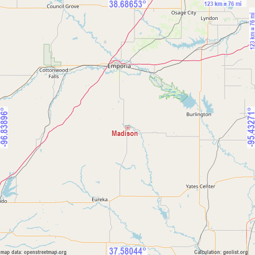 Madison on map