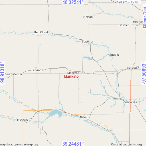 Mankato on map