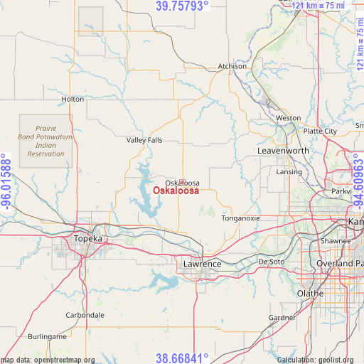 Oskaloosa on map