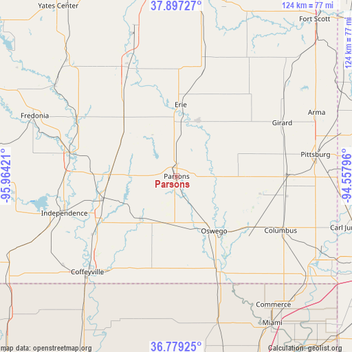 Parsons on map