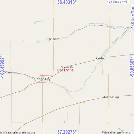 Spearville on map