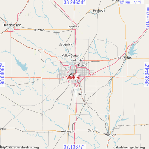Wichita on map