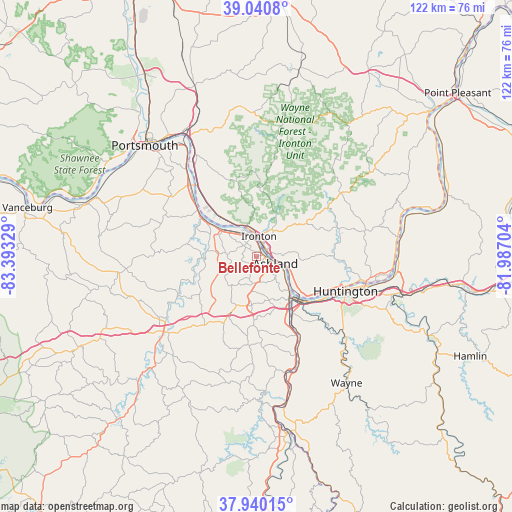 Bellefonte on map