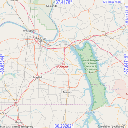 Benton on map