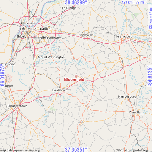 Bloomfield on map