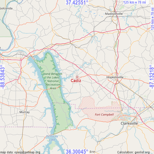 Cadiz on map