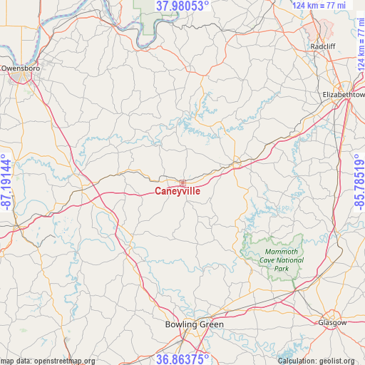 Caneyville on map