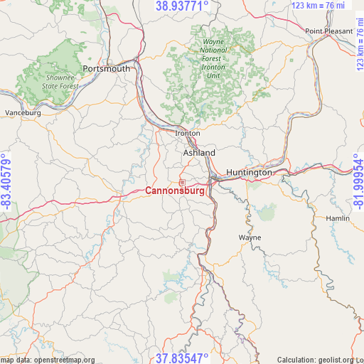 Cannonsburg on map