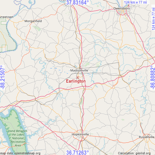 Earlington on map