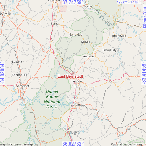 East Bernstadt on map