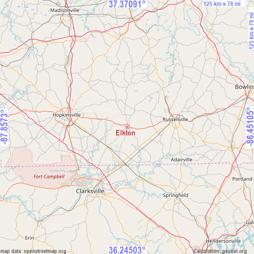 Elkton on map