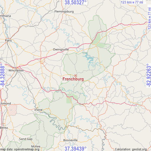 Frenchburg on map