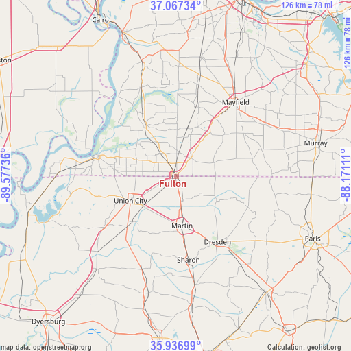 Fulton on map