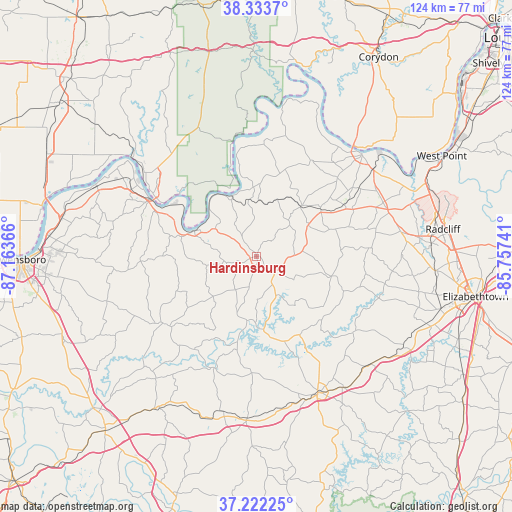 Hardinsburg on map