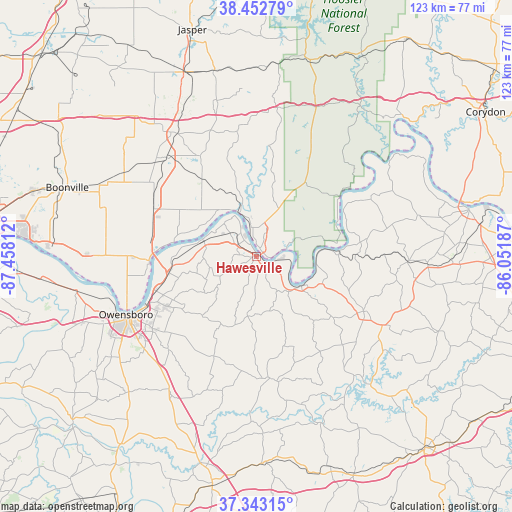 Hawesville on map