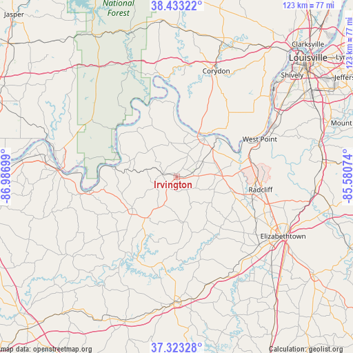 Irvington on map