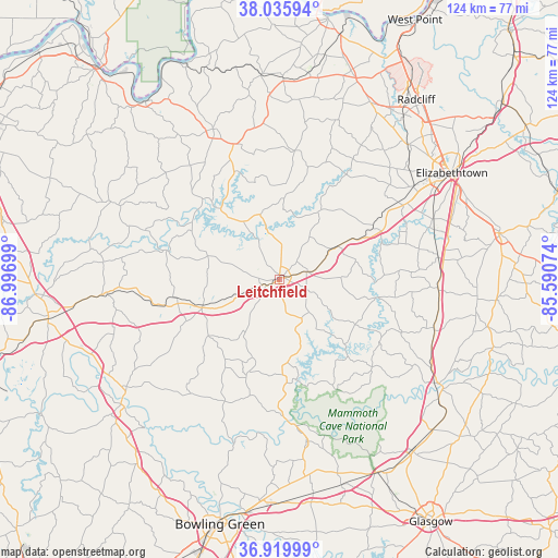 Leitchfield on map