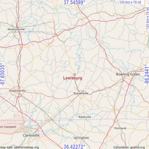 Lewisburg on map