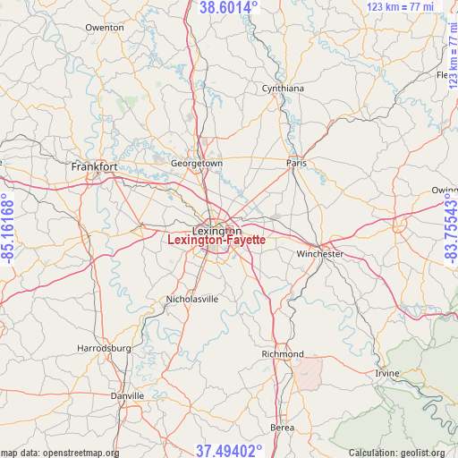 Lexington-Fayette on map