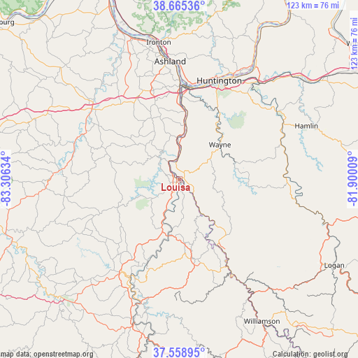 Louisa on map