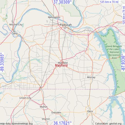 Mayfield on map