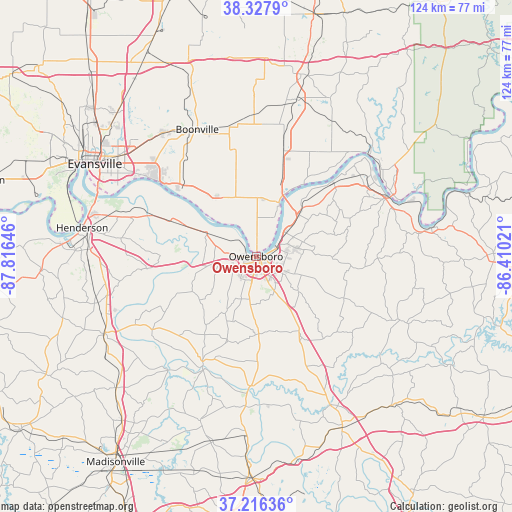 Owensboro on map