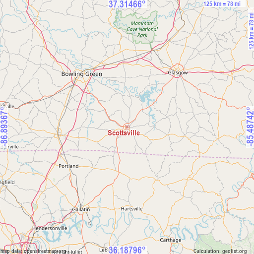 Scottsville on map