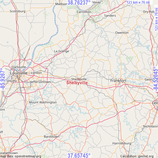 Shelbyville on map