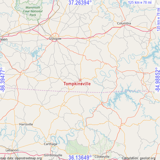 Tompkinsville on map