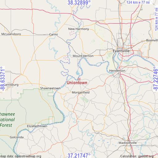 Uniontown on map