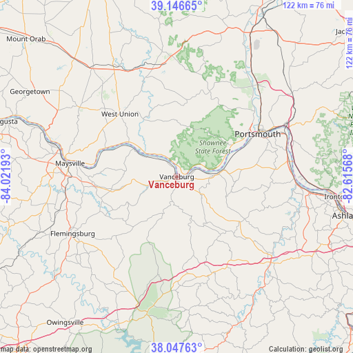 Vanceburg on map