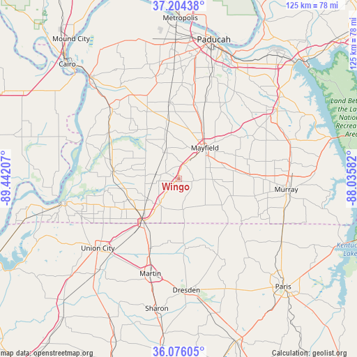 Wingo on map