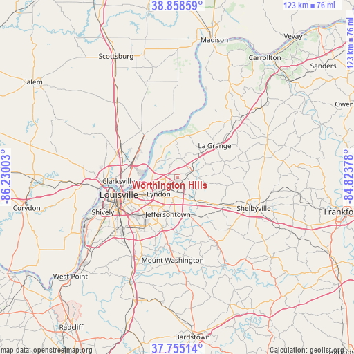 Worthington Hills on map