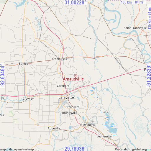 Arnaudville on map