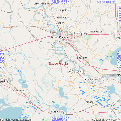 Bayou Goula on map