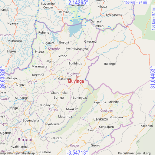 Muyinga on map