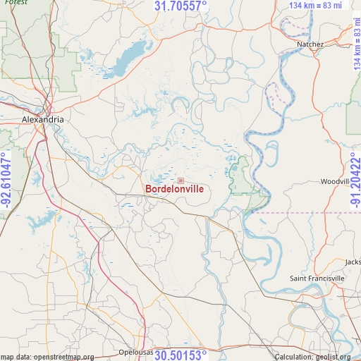 Bordelonville on map