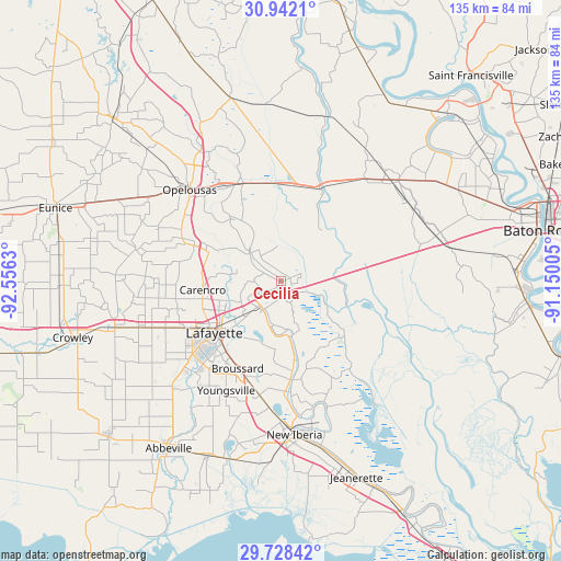 Cecilia on map