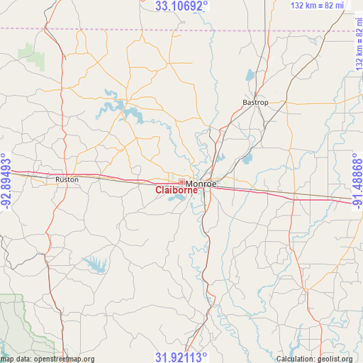 Claiborne on map