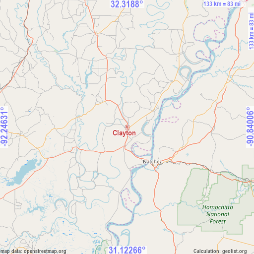 Clayton on map