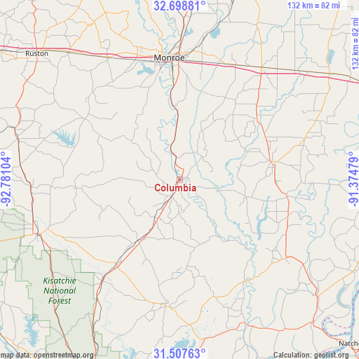 Columbia on map